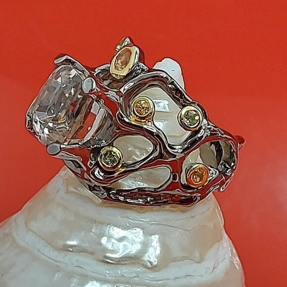 Handcrafted Unheated Kunzite 5.91ct & Sapphire 925 Sterling Silver Ring  Sz 6.75 - Picture 7 of 14